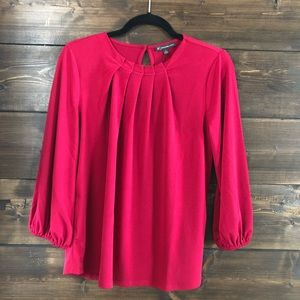 Adrianna Papell Fuchsia Pleated Blouse Small NWT